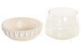 DKD Home Decor Portavelas de Cemento y Cristal con Relieve Blanco
