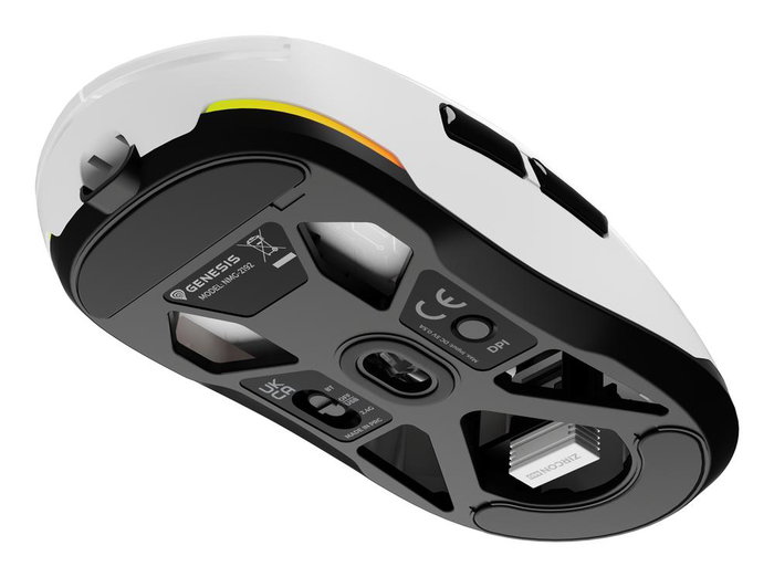 Genesis Ratón Inalámbrico Gaming Zircon 660, Inalámbrico/Bluetooth/USB, Óptico 12000 DPI, 6 Botones, Retroiluminación RGB, Blanco