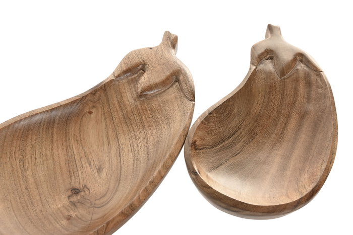 DKD Home Decor Set de 2 Centros de Mesa de Acacia Berenjena