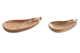 DKD Home Decor Set de 2 Centros de Mesa de Acacia Berenjena