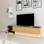 Hanah Home Mueble de TV Liza Teak y Blanco | Tablero de Partículas Recubierto de Melamina 18mm | 180x40x30cm | Moderno - Novedoso