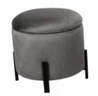 DKD Home Decor Reposapiés Gris 44 x 44 x 42 cm Poliéster Metal con Tapa