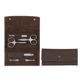 Zwilling Set Manicura y Pedicura 5 Piezas, Incluye Tijera de Uñas y Lima de Cuero, para Cuidado Profesional de Manos y Pies