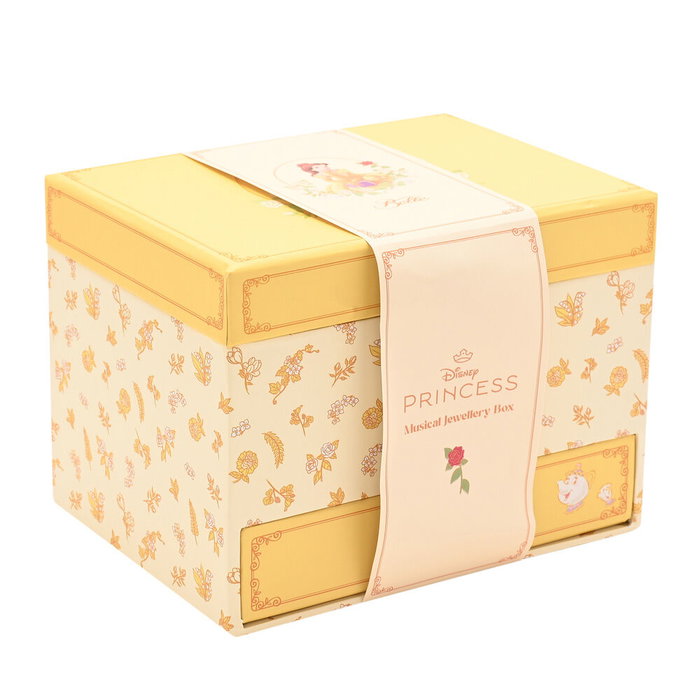 WIDDOP & CO Joyero Musical Bella Princesas Disney con Motivo Floral y Compartimento Secreto