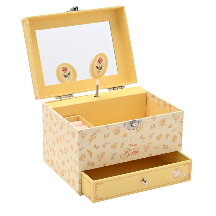 WIDDOP & CO Joyero Musical Bella Princesas Disney con Motivo Floral y Compartimento Secreto