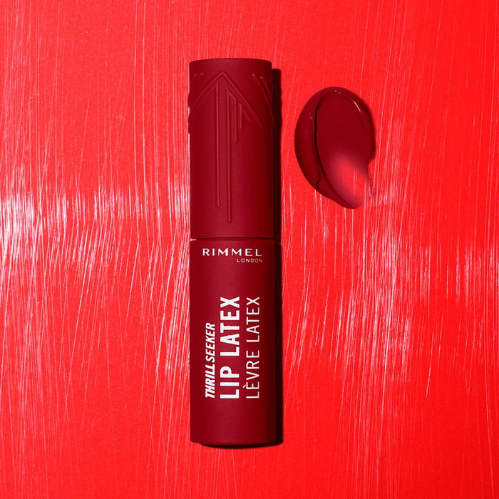 Rimmel London Thrill Seeker Lip Latex Labial Líquido de Brillo #550 Cappuccino 6 ml - Hidratante con Ácido Hialurónico