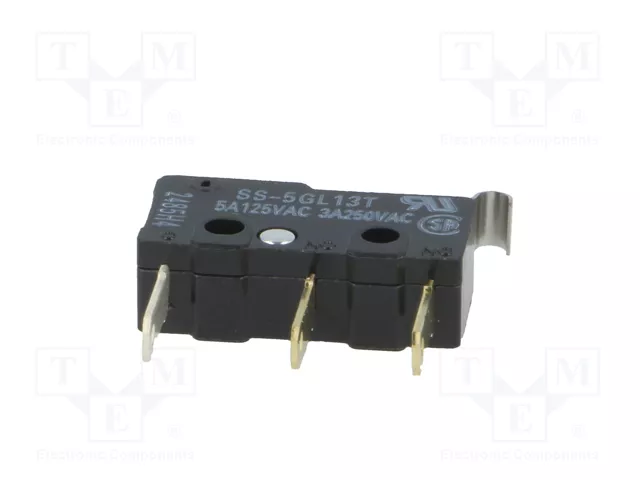 Aratas (Formerly Omron Components) Microconmutador SNAP ACTION SS-5GL13T SPDT 5A/125VAC Aratas (Formerly Omron Components) Microconmutador SNAP ACTION SS-5GL13T SPDT 5A/125VAC