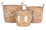 DKD Home Decor Set de 3 Cestas de Seagrass y Cuerda 46x46x48 cm Natural/Blanco