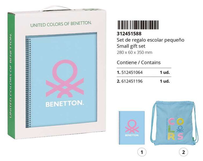 Set de Papelería Benetton Spring Celeste 2 Piezas