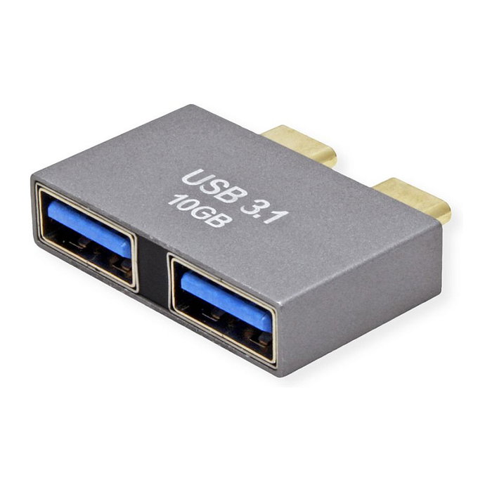 ROLINE Adaptador USB 3.2 Gen 2 12.03.2947, 2x USB Tipo C a 2x USB Tipo A, Plata, 10 Gbit/s