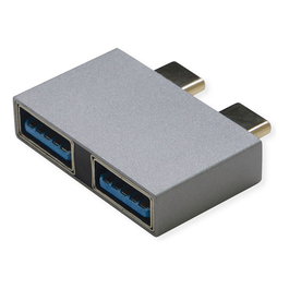 ROLINE Adaptador USB 3.2 Gen 2 12.03.2947, 2x USB Tipo C a 2x USB Tipo A, Plata, 10 Gbit/s
