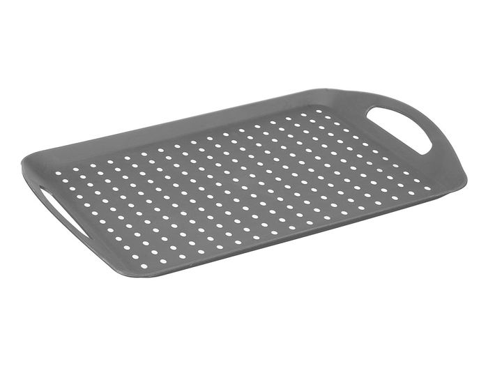 Kinvara Bandeja con Asas Gris 45x4x31 cm Plástico PP/TPR (Set de 12)