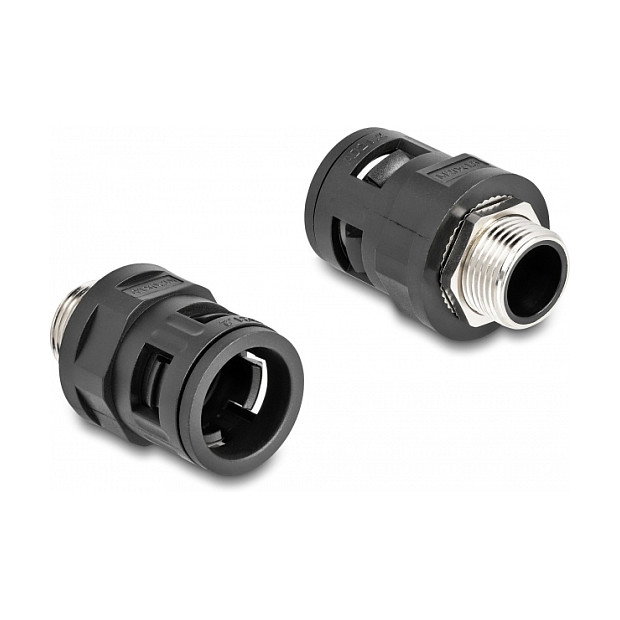 DeLOCK Racor fijo de rosca externa M20 negro (2 piezas)