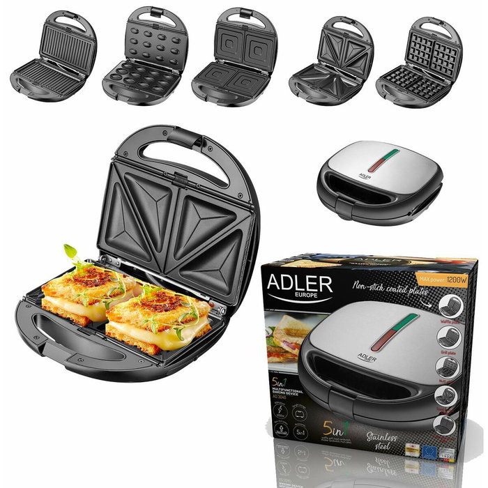 Adler Sandwichera multifunción 5 en 1 Ad 3040 Adler Sandwichera multifunción 5 en 1 Ad 3040