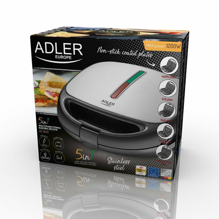 Adler Sandwichera multifunción 5 en 1 Ad 3040 Adler Sandwichera multifunción 5 en 1 Ad 3040