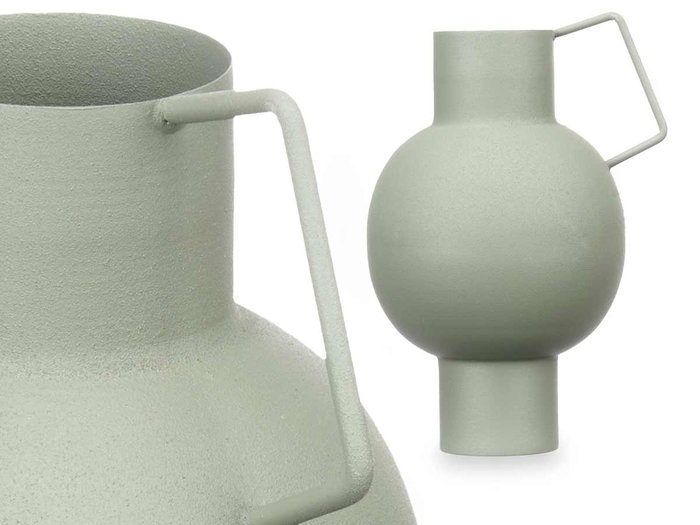 Giftdecor Jarrón Acero Abombado Verde Pastel