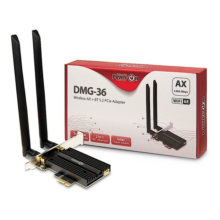Inter-Tech Adaptador PCIe Wi-Fi 6E + BT 5.2 DMG-36 5400 Mbps Inter-Tech Adaptador PCIe Wi-Fi 6E + BT 5.2 DMG-36 5400 Mbps