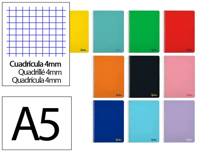 Liderpapel Cuaderno Espiral A5 Smart Tapa Blanda Cuadriculado 4mm Colores Surtidos Liderpapel Cuaderno Espiral A5 Smart Tapa Blanda Cuadriculado 4mm Colores Surtidos