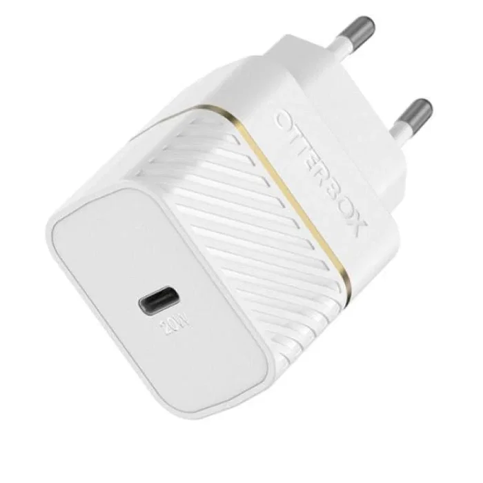 OtterBox Cargador de Pared 20W USB-C con USB Power Delivery 3.0, Carga Rápida, para iPhone y Smartphones, Color Blanco