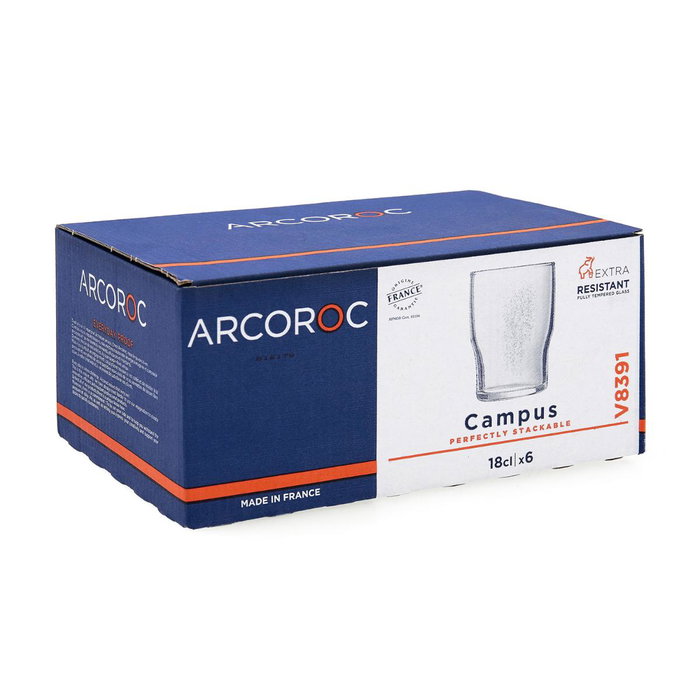 Caja 6 Vasos Bajos Vidrio Campus Arcoroc 18 cL