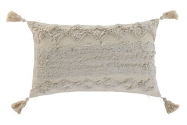 DKD Home Decor Set de 2 Cojines de Poliéster y Algodón Crudo