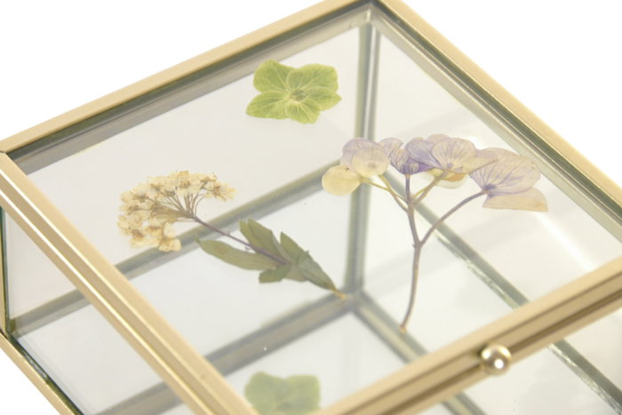 DKD Home Decor Joyero Shabby Bridgerton Transparente Dorado 10.5x5x11 cm (4 Unidades)