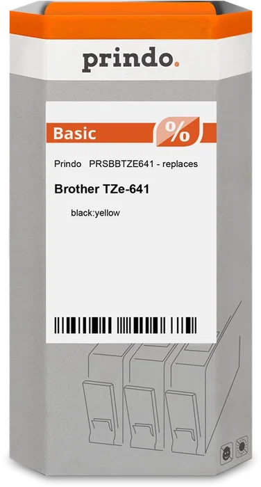 Prindo Basic Cinta Mecanográfico Compatible con Brother TZe-641 Negro sobre Amarillo 18 mm x 8 m Laminado Prindo Basic Cinta Mecanográfico Compatible con Brother TZe-641 Negro sobre Amarillo 18 mm x 8 m Laminado