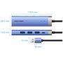 Vention TGFSB Hub USB 3.0 5 en 1 con 3x USB 3.0, Puerto Gigabit Ethernet RJ45, 1x USB Tipo-C con PD, para Portátil