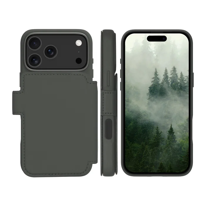 dbramante1928 Lynge Funda Folio para Apple iPhone 17 Pro Max - Compatible con MagSafe, Cierre Magnético, Bolsillo para 3 Tarjetas, Color Verde