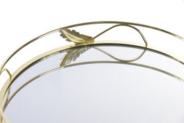 DKD Home Decor Bandeja de Metal Espejo Dorado 30,5x30,5x4,5 cm