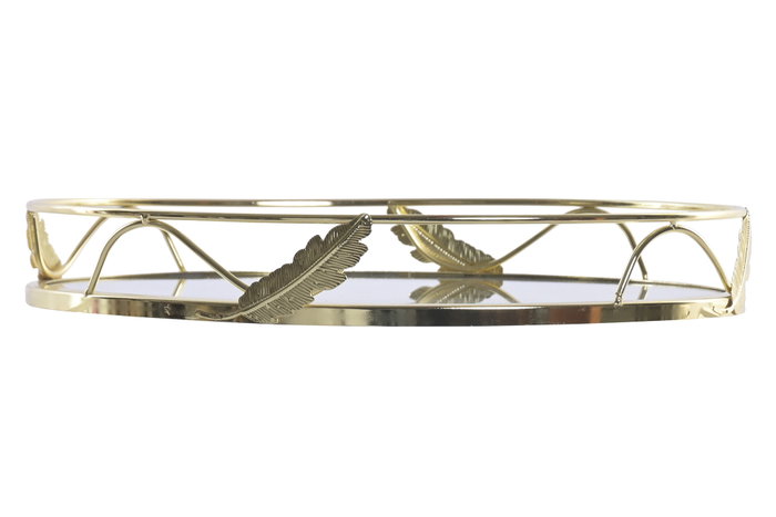 DKD Home Decor Bandeja de Metal Espejo Dorado 30,5x30,5x4,5 cm