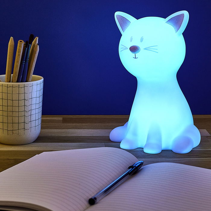 Home Deco Kids Luz Quitamiedos Gato Color Decoración Infantil 19cm