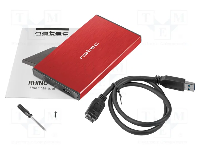 Natec Rhino GO Carcasa para disco duro/SSD 2,5'' SATA USB 3.0 Rojo