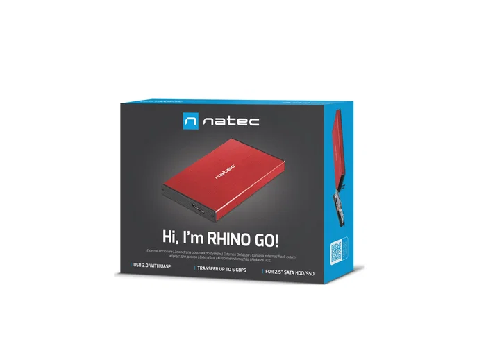 Natec Rhino GO Carcasa para disco duro/SSD 2,5'' SATA USB 3.0 Rojo