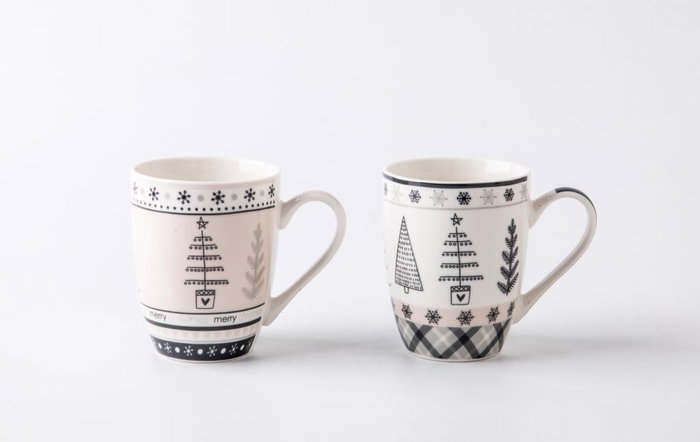 DKD Home Decor Set de 2 Tazas de Café New Bone 360ml Surtidas