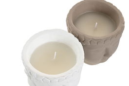 DKD Home Decor Vela Buda Cemento Gris Blanco 12 x 13 x 12 cm Set 6 Piezas
