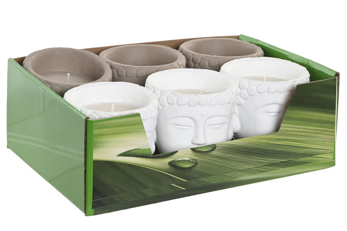 DKD Home Decor Vela de Cemento Buda con Aroma a Vainilla, Surtido de 2 Unidades