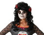 Peluca de Catrina Negra con Rizos y Rosas