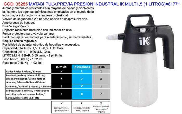Ik Pulverizador Industrial Multi 1,5 l Ik Pulverizador Industrial Multi 1,5 l