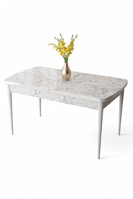 Hanah Home Mesa de Comedor Mármol Blanco y Metal 132x80x78 cm Hanah Home Mesa de Comedor Mármol Blanco y Metal 132x80x78 cm