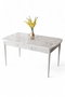 Hanah Home Mesa de Comedor Mármol Blanco y Metal 132x80x78 cm