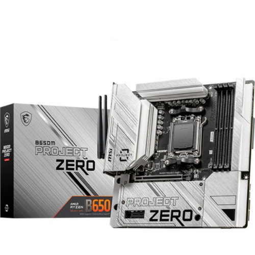 MSI B650M PROJECT ZERO Placa Base AMD AM5, DDR5, 256GB, Wi-Fi 6E, BT 5.3, Micro ATX