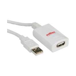 ROLINE Cable de extensión USB 2.0, 5 metros, conector Macho a Hembra USB A, color Blanco, referencia Verlngerung