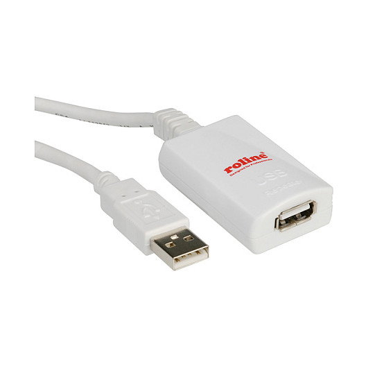 ROLINE Cable de extensión USB 2.0, 5 metros, conector Macho a Hembra USB A, color Blanco, referencia Verlngerung ROLINE Cable de extensión USB 2.0, 5 metros, conector Macho a Hembra USB A, color Blanco, referencia Verlngerung