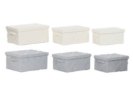 DKD Home Decor Set de 3 Cajas de Almacenamiento de Poliéster KONDO