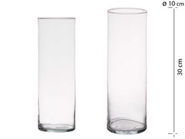 Giftdecor Jarrón Cristal Cilindro Transparente 10 cm Diam x 30 cm Alto (Set de 6)