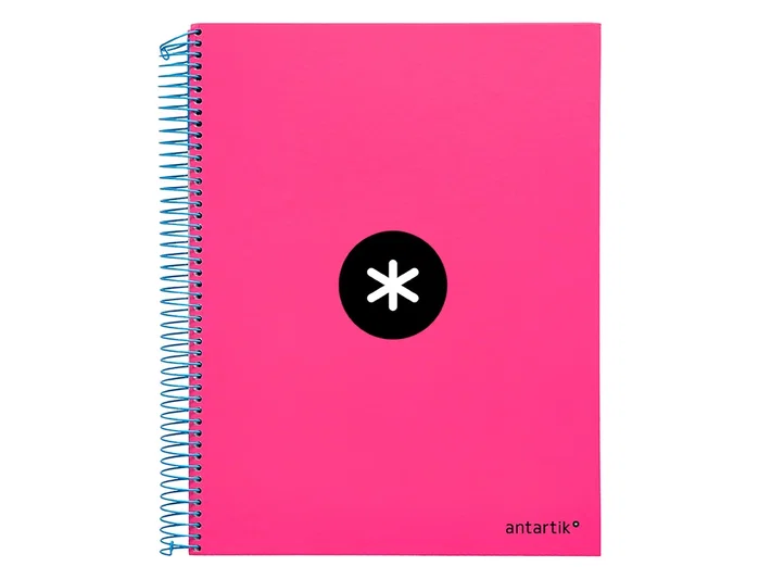 Antartik Cuaderno Espiral A4 Micro Antartik Tapa Forrada 120 Hojas 90 Gr Liso Con Bandas 4 Taladros Rosa Fluor