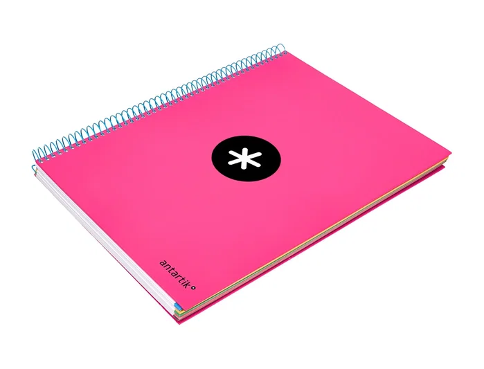 Antartik Cuaderno Espiral A4 Micro Antartik Tapa Forrada 120 Hojas 90 Gr Liso Con Bandas 4 Taladros Rosa Fluor