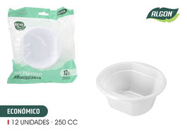 Algon Set 12 Bols Econo Plástico 250cc (12 cm x 5 cm x 12 cm) (24 Unidades)