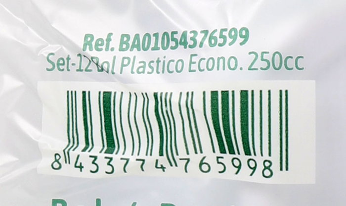 Algon Set 12 Bols Econo Plástico 250cc (12 cm x 5 cm x 12 cm) (24 Unidades)